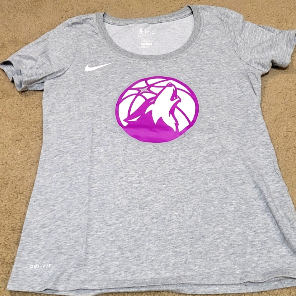 Nike Gray and Purple Timberwolves Short Sleeve Tee